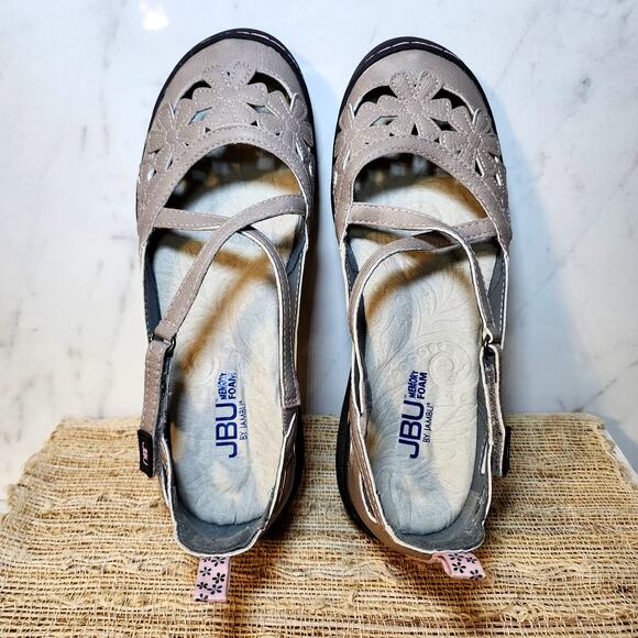 JBU Jambu Wildflower Mary Jane Flats Size 9 Black Pink Memory Foam Comfort - Picture 2 of 7